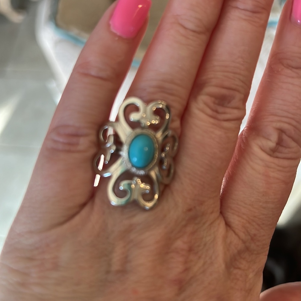 Silver ring with turquoise stone